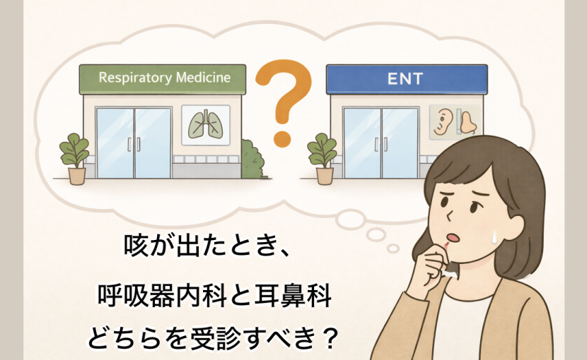 咳が出たとき呼吸器内科か耳鼻科どちらを受診すべきか?ブログのアイキャッチ画像